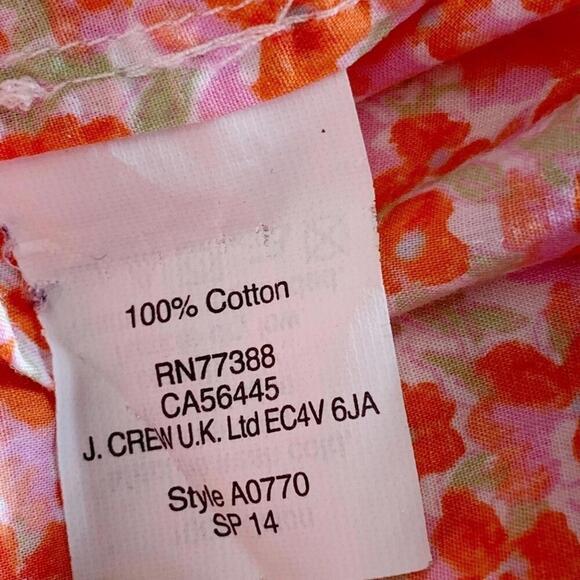 J. Crew Floral Novelty Print Collared Long Sleeve Button Down Shirt Blouse Sz 00 - Picture 5 of 6